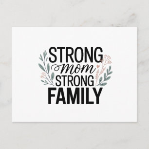 Stark mamma stark familj blomster Citat Vykort