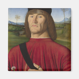 Stark man med Rosa Carnation (Renaissance Art) Magnet