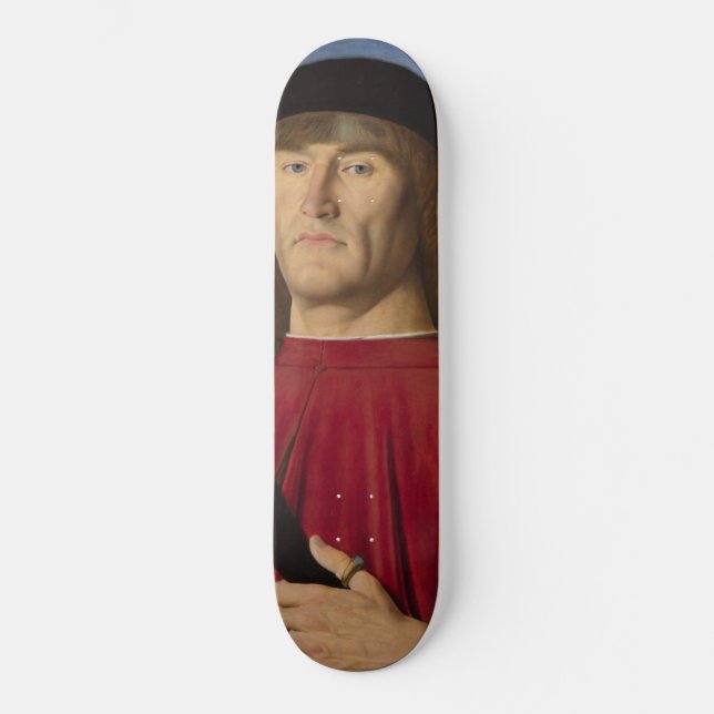 Stark man med Rosa Carnation (Renaissance Art) Mini Skateboard Bräda 18,5 Cm (Framsida)