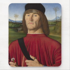 Stark man med Rosa Carnation (Renaissance Art) Musmatta
