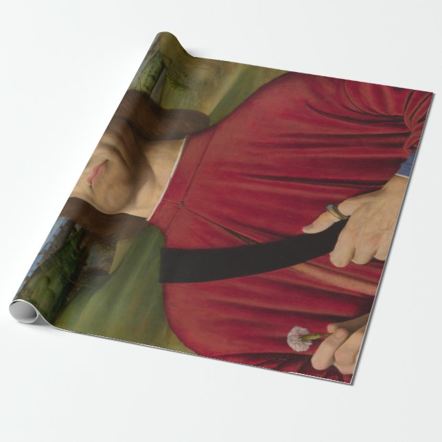 Stark man med Rosa Carnation (Renaissance Art) Presentpapper (Utrullad)