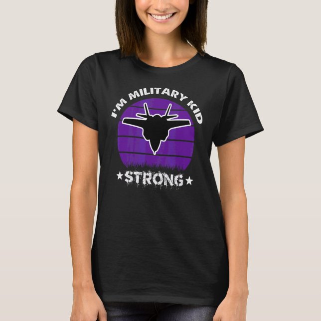 Stark militär Kid-Lila upp T Shirt (Framsida)
