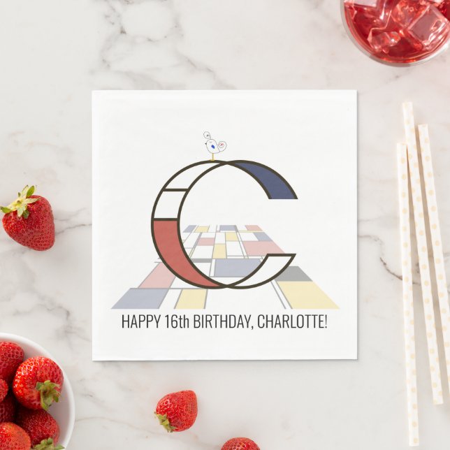 Stark neoplasticism Stil Monogram. BREV C Pappersservett (Insitu)