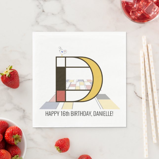 Stark neoplasticism Stil Monogram. BREV D Pappersservett (Insitu)