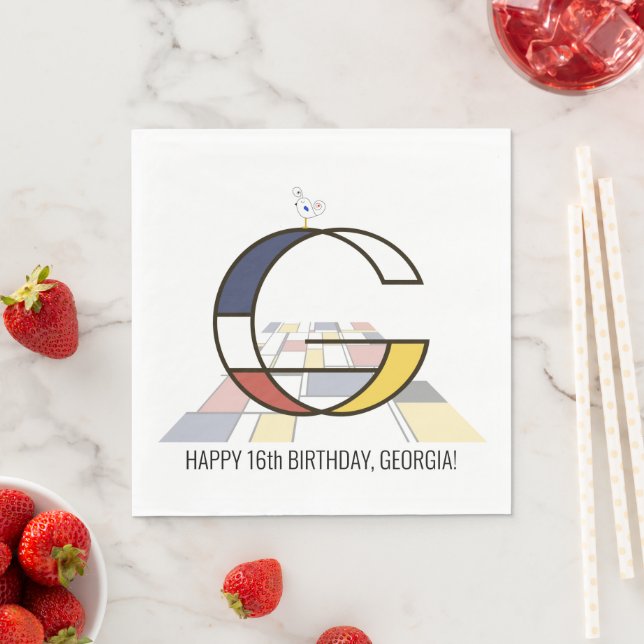 Stark neoplasticism Stil Monogram. BREV G Pappersservett (Insitu)