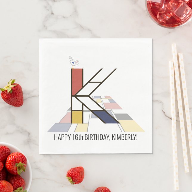 Stark neoplasticism Stil Monogram. BREV K Pappersservett (Insitu)