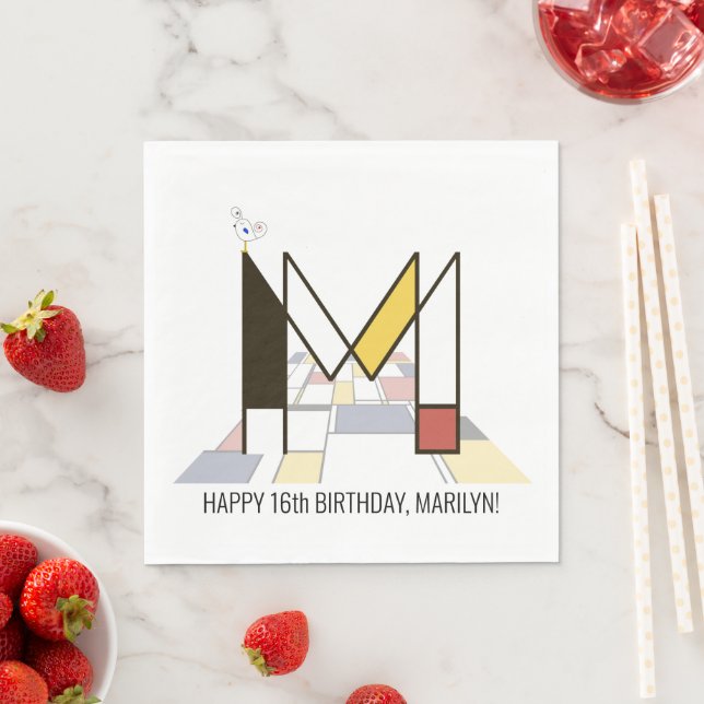 Stark neoplasticism Stil Monogram. BREV M Pappersservett (Insitu)