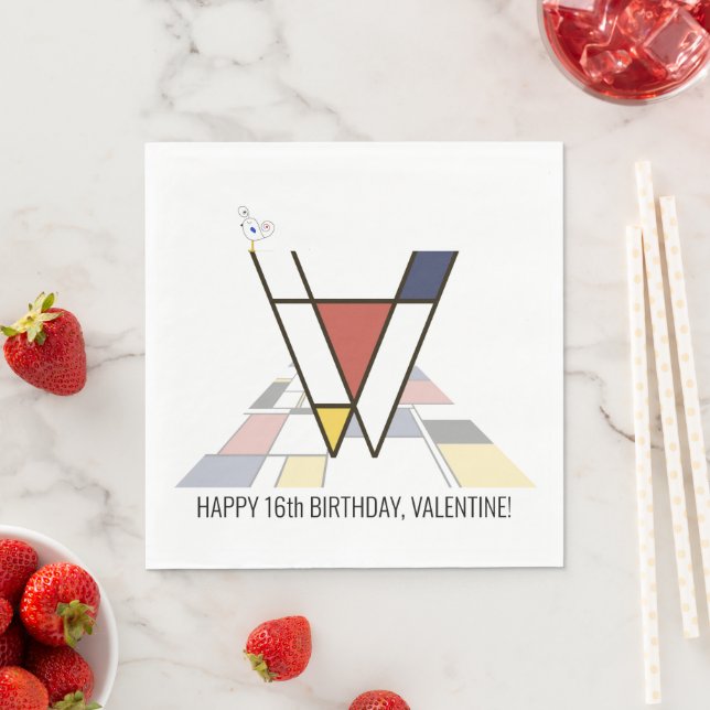 Stark neoplasticism Stil Monogram. BREV V Pappersservett (Insitu)