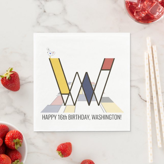 Stark neoplasticism Stil Monogram. BREV W Pappersservett (Insitu)