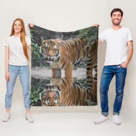 Stark och djärv tiger anpassad spegeltyp bild fleecefilt