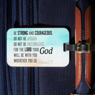 Stark och modig Joshua 1:9 Bible Verse Bagagebricka