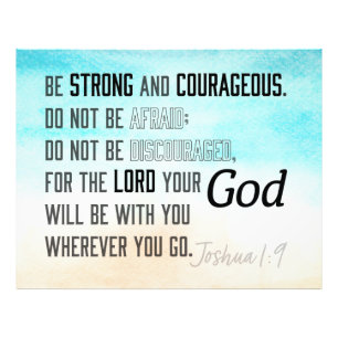 Stark och modig Joshua 1:9 Bible Verse Fototryck