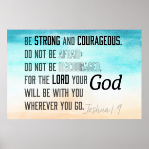 Stark och modig Joshua 1:9 Bible Verse Poster