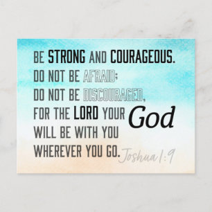 Stark och modig Joshua 1:9 Bible Verse Vykort