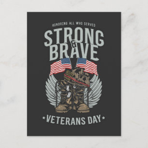 Stark Och Modig Veterans Day USA Flagga Vykort