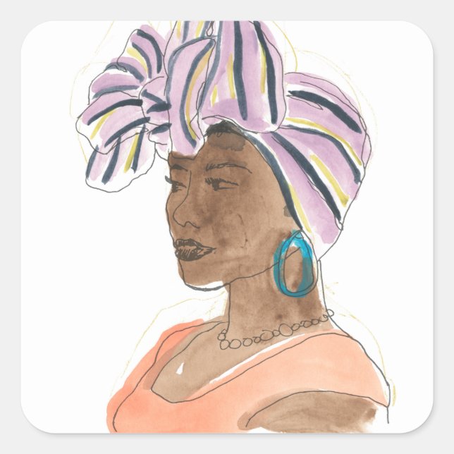 Stark och vacker kvinna fyrkantigt klistermärke (Framsida)