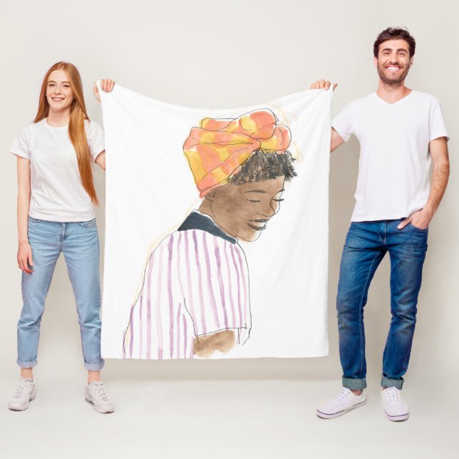 Stark och vacker kvinnlig leende fleecefilt (På plats)