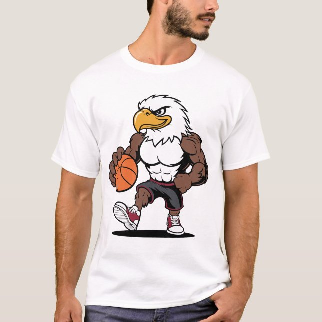 Stark Örn Basketboll Maskot Logotyp Design Vektor T Shirt (Framsida)