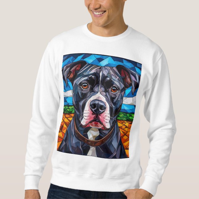 Stark Pitbull hund Lång Ärmad Tröja (Framsida)