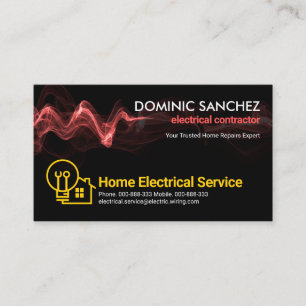 Stark Red Lightning Home Reparations Electrician Visitkort