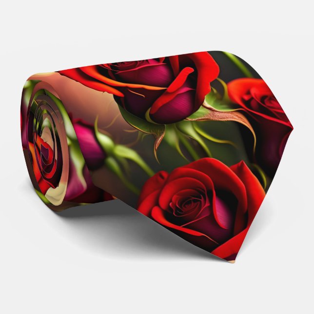 Stark Röd ros Formal Necktie Slips (Rullad)