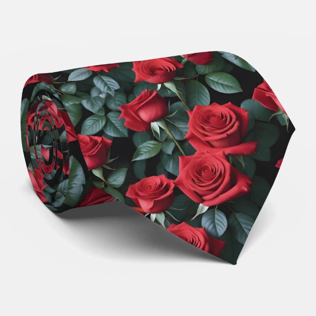 Stark Röd ros Formal Necktie Slips (Rullad)