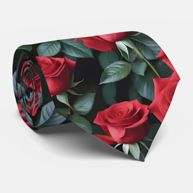 Stark Röd ros Formal Necktie Slips (Rullad)