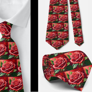Stark Röd ros Formal Necktie Slips