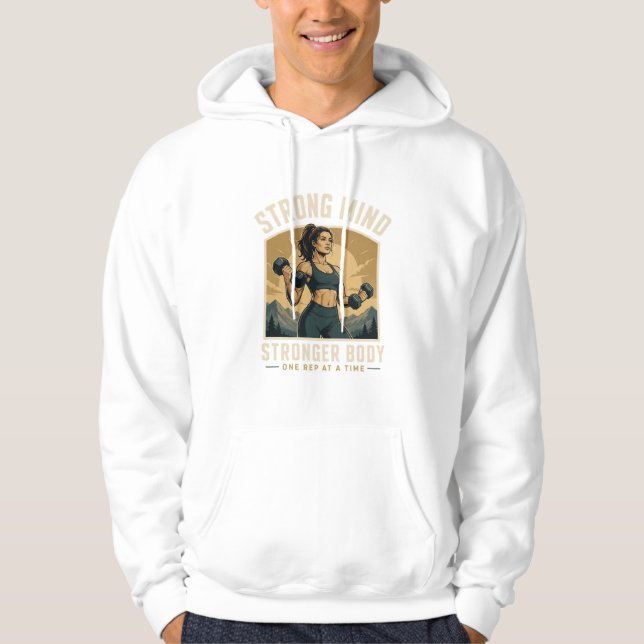 Stark Sin Styrka Kropp Gym Motivation Design Hoodie (Framsida)