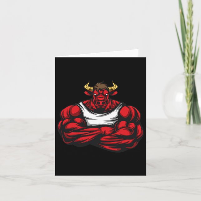 Stark som Bull Bodybuilding Kort (Framsida)