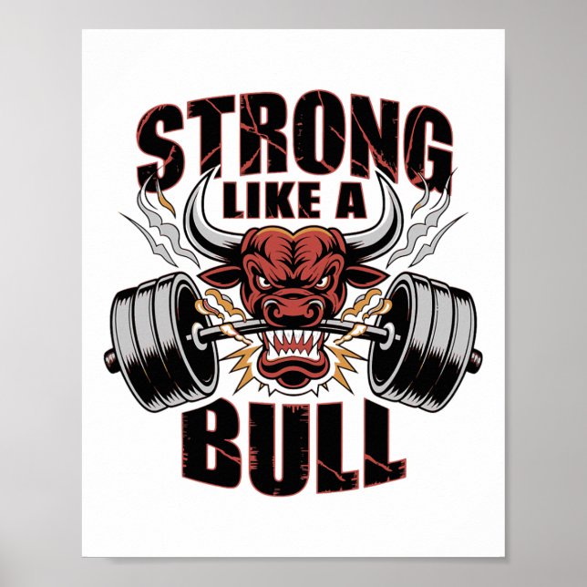 Stark som Bull Powerlift Bodybuilding 5 Poster (Framsidan)