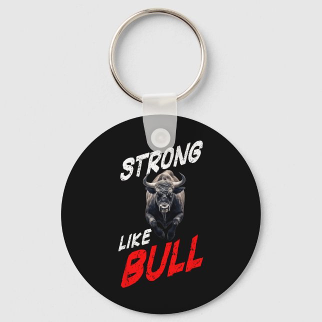 Stark som Bull Powerlift Bodybuilding Gym Nyckelring (Framsida)