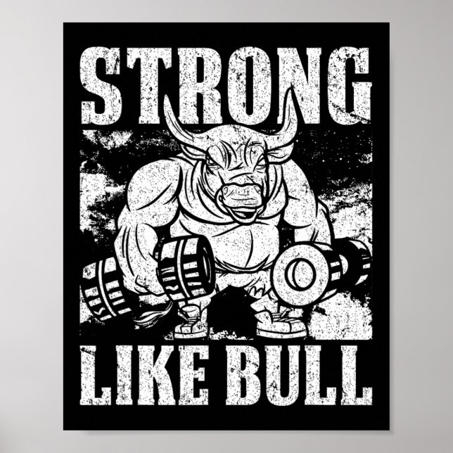 Stark som en Bull Powerlift Bodybuilding Poster (Framsidan)