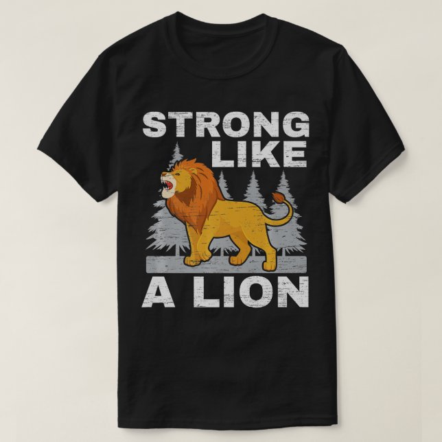 Stark som en Lejon Älskare Safari Wildlife Animal  T Shirt (Design framsida)