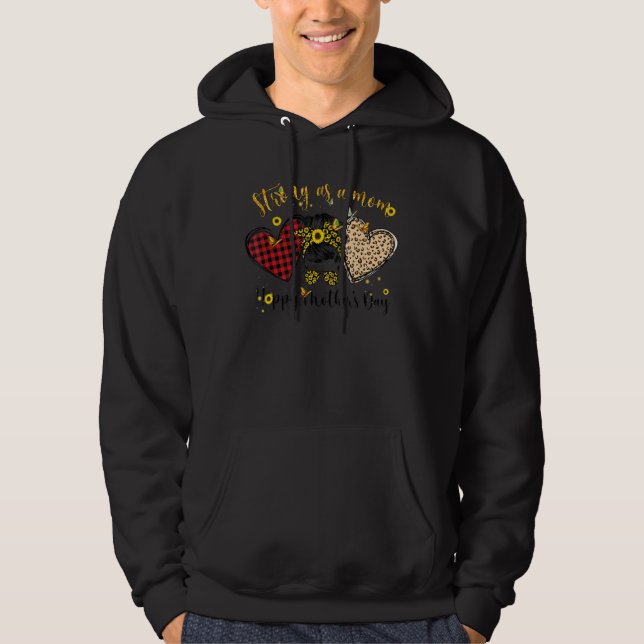 Stark som Mamma Messy Bun Leopard Solros Mamma S Hoodie (Framsida)