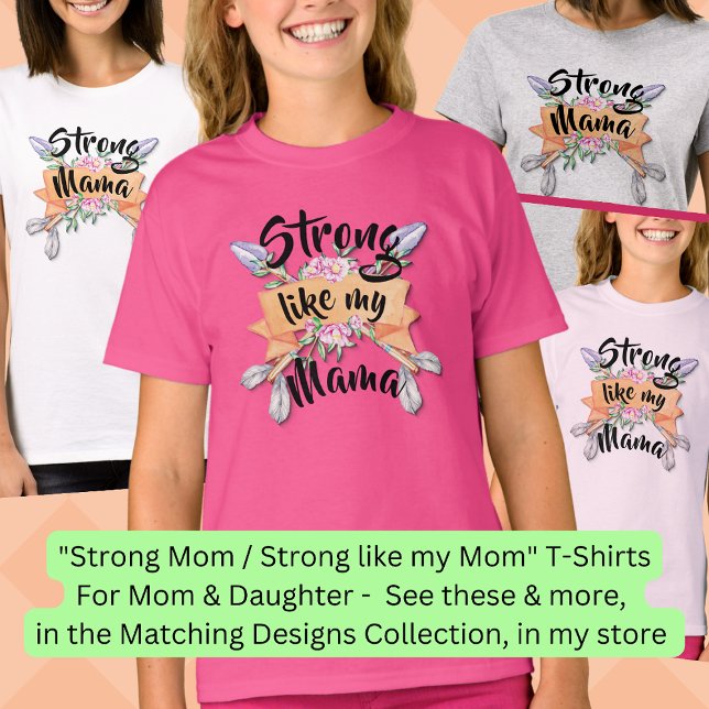Stark som Mamma, Mor Girl Matching Boho Arrows T Shirt (Skapare uppladdad)