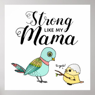 Stark som min Mamma Fåglar i Mor och Baby Poster