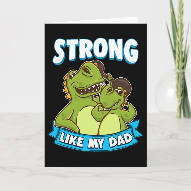 Stark som min pappa Kawaii Pappa Dinosaur Fäder D Kort (Framsida)
