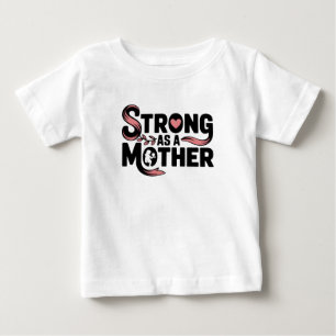 Stark som Mor Baby - Svarta och Rosa Baby T Shirt