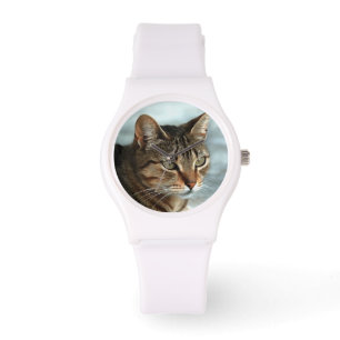 Stark Tabby katt CloseUp Artistic Porträtt Armbandsur