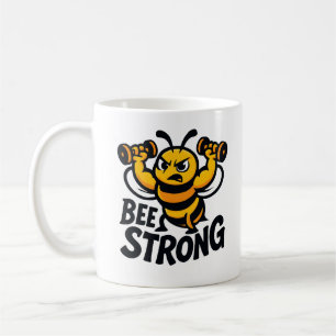 Stark Tecknad Bee Fitness Mascot Kaffemugg