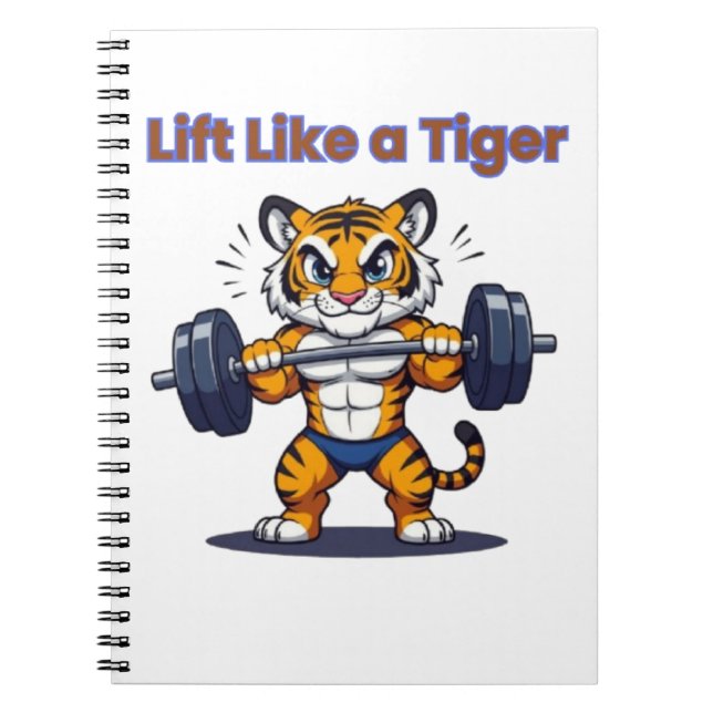 **Stark Tiger – Söt Tiger som Lyfter Vikter Illust Anteckningsbok (Framsidan)