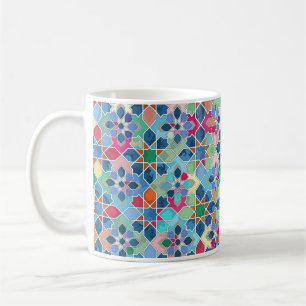 Stark Vibrant Färg Geometric Mönster Kaffemugg