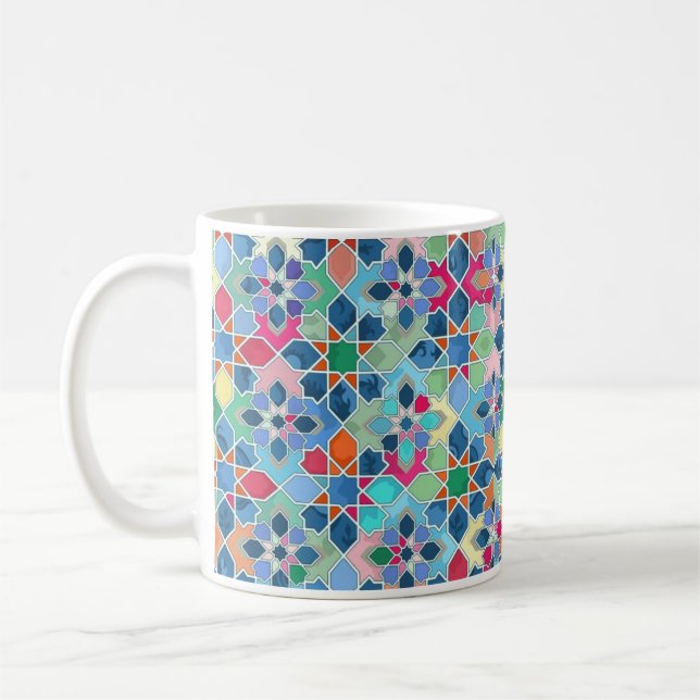 Stark Vibrant Färg Geometric Mönster Kaffemugg (Vänster)