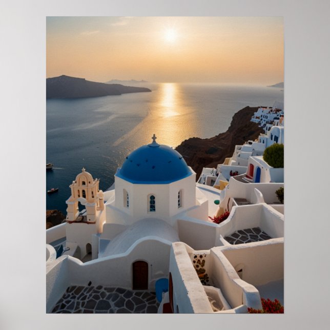 Stark vy över Santorini Poster (Framsidan)