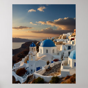 Stark vy över Santorini Poster