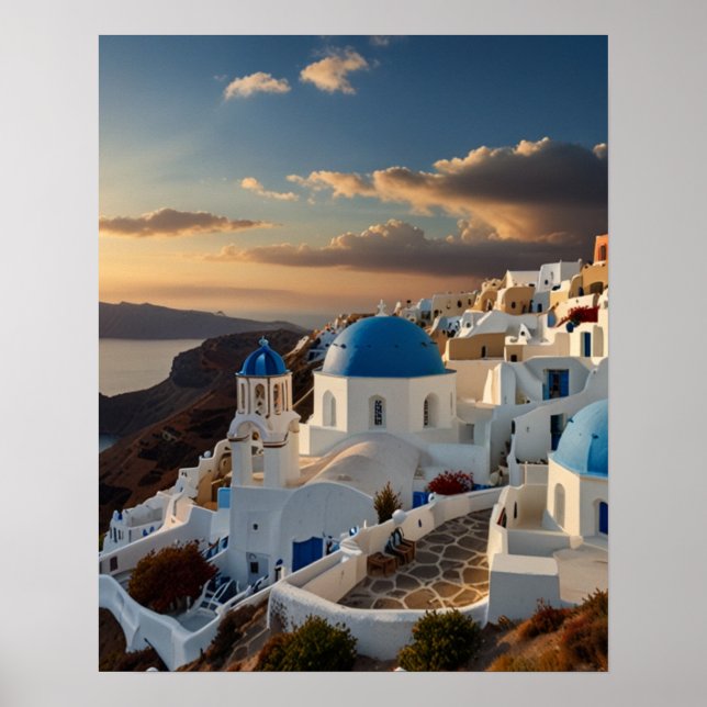 Stark vy över Santorini Poster (Framsidan)