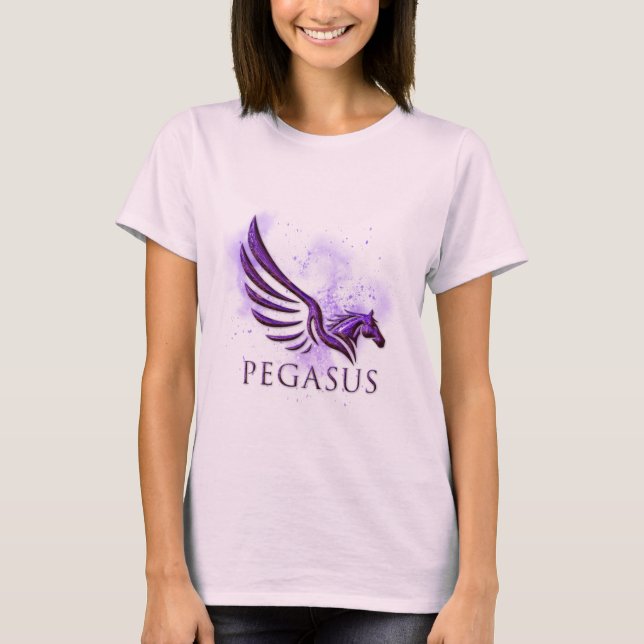 Stark Winged Lila Pegasus Cosmic Background T Shirt (Framsida)