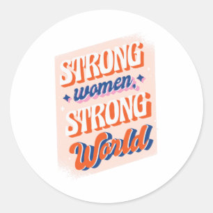 Stark Woman Strong World Runt Klistermärke