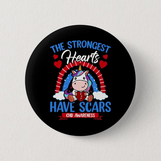 Starka hjärtan har bilarna chd Awareness Cute Uni Knapp (Framsida)